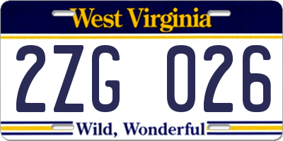 WV license plate 2ZG026