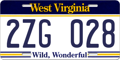 WV license plate 2ZG028