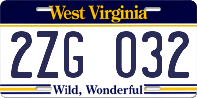 WV license plate 2ZG032