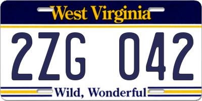 WV license plate 2ZG042