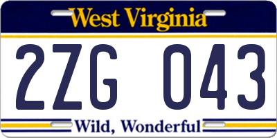 WV license plate 2ZG043