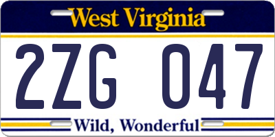 WV license plate 2ZG047