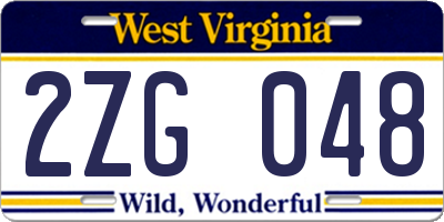 WV license plate 2ZG048