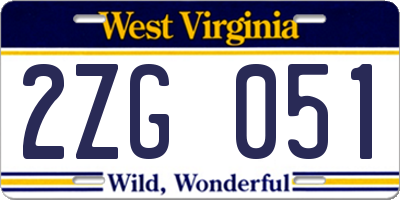 WV license plate 2ZG051