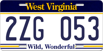 WV license plate 2ZG053