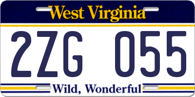 WV license plate 2ZG055