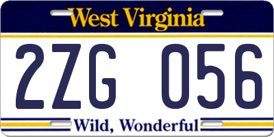 WV license plate 2ZG056