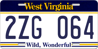 WV license plate 2ZG064