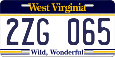 WV license plate 2ZG065
