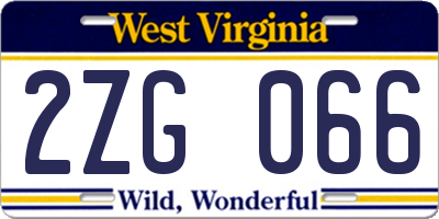 WV license plate 2ZG066