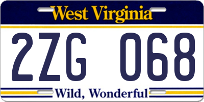 WV license plate 2ZG068