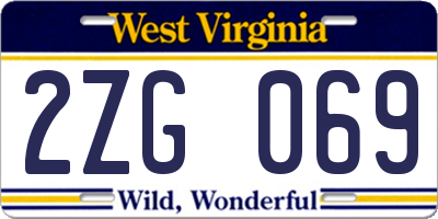 WV license plate 2ZG069