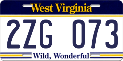 WV license plate 2ZG073