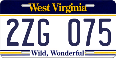 WV license plate 2ZG075
