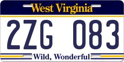 WV license plate 2ZG083