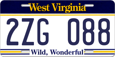 WV license plate 2ZG088