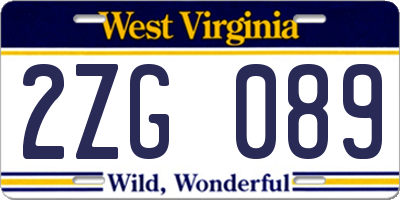 WV license plate 2ZG089