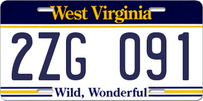 WV license plate 2ZG091