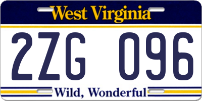 WV license plate 2ZG096