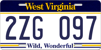 WV license plate 2ZG097
