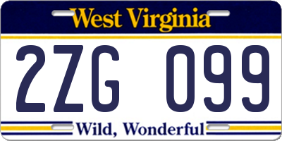 WV license plate 2ZG099