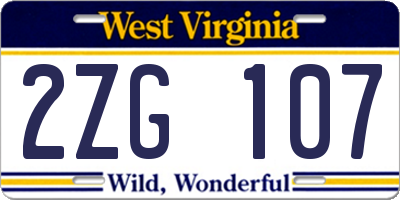 WV license plate 2ZG107