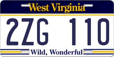 WV license plate 2ZG110