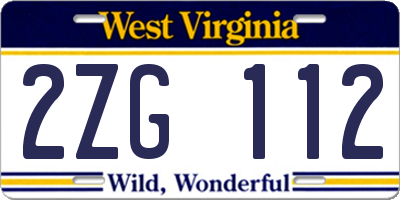 WV license plate 2ZG112