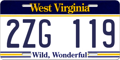 WV license plate 2ZG119