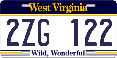 WV license plate 2ZG122