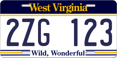 WV license plate 2ZG123