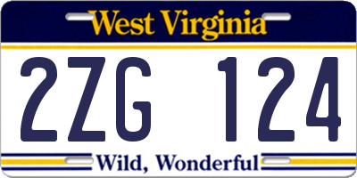 WV license plate 2ZG124