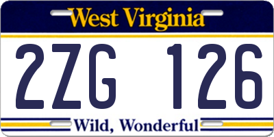 WV license plate 2ZG126