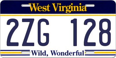 WV license plate 2ZG128