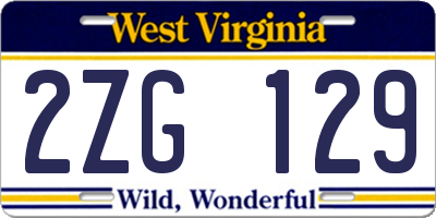 WV license plate 2ZG129