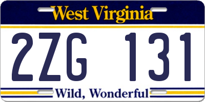 WV license plate 2ZG131