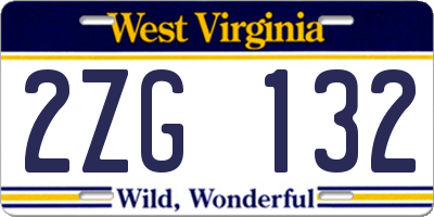 WV license plate 2ZG132