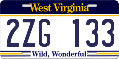 WV license plate 2ZG133
