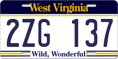 WV license plate 2ZG137