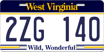 WV license plate 2ZG140
