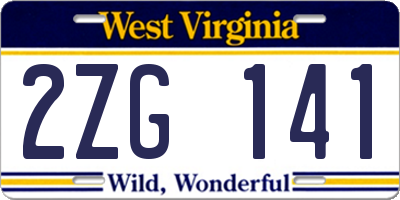 WV license plate 2ZG141