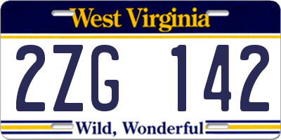 WV license plate 2ZG142
