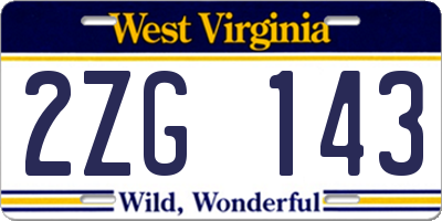 WV license plate 2ZG143