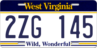 WV license plate 2ZG145