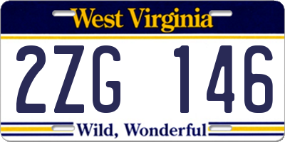 WV license plate 2ZG146