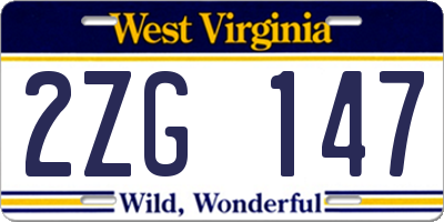 WV license plate 2ZG147