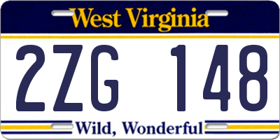 WV license plate 2ZG148