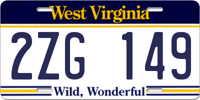 WV license plate 2ZG149
