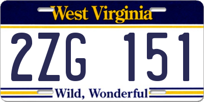 WV license plate 2ZG151
