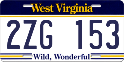 WV license plate 2ZG153